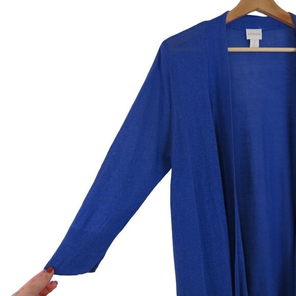 CHICO'S Women's Purple Open-Front Sabrina Layering Cardigan 2 Linen Rayon Blend - Picture 3 of 10